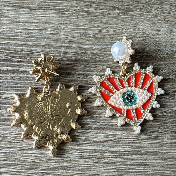 Red evil eye earrings N289 - Picture 3 of 4